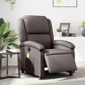 vidaXL Massagesessel Fernsehsesel Elektrisch Dunkelbraun Echtleder 3204259