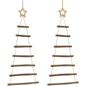 Syfax Hängende Weihnachtsbäume mit Spitzensternen 2 Stk. 42x90 cm Naturzweig