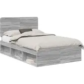 Syfax Bettrahmen Sonoma-Grau 135 x 190 cm Massives Kiefernholz