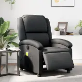vidaXL Massagesessel Fernsehsesel Elektrisch Schwarz Echtleder 3204258