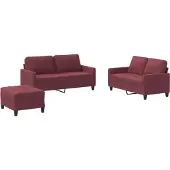 vidaXL 3-tlg. Sofagarnitur mit Kissen Weinrot Stoff