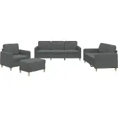 vidaXL 4-tlg. Sofagarnitur mit Kissen Dunkelgrau Stoff