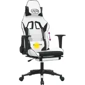 Syfax Gaming-Stuhl mit Massage & Fußstütze Weiß & Schwarz Kunstleder