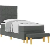 Syfax Boxspringbett mit Kopfteil Dunkelgrau 200 x 80 cm Stoff