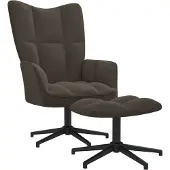 Syfax Relaxsessel mit Hocker Dunkelgrau Samt