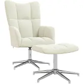 Syfax Relaxsessel mit Hocker Cremeweiß Samt