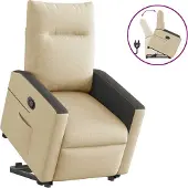 Syfax Relaxsessel mit Aufstehhilfe Creme Stoff