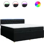 Syfax Boxspringbett mit Matratze Schwarz 200x200 cm Stoff