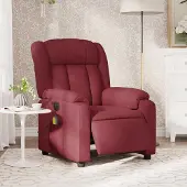 vidaXL "im " Massagesessel Elektrisch Weinrot Stoff - Fernseh- & Relaxsessel CC9102