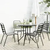vidaXL Möbel Gartenstuhl-Set 5-tlg. Stapelbar Pulverbeschichteter Stahl - Sitzgruppe 3283765