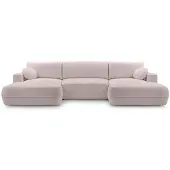 Beautysofa Ecksofa mit Schlaffunktion FIERO U, Farbe: Rosa (Bubble08)