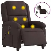 Syfax Massagesessel Elektrisch Dunkelbraun Stoff