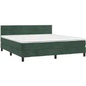 Syfax Boxspringbett mit Matratze Dunkelgrün 160x200 cm Samt
