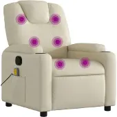 vidaXL "Winteraktion" Massagesessel Creme Kunstleder - Fernseh- & Relaxsessel CC16325