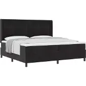 Syfax Boxspringbett mit Matratze Schwarz 200 x 200 cm Samt