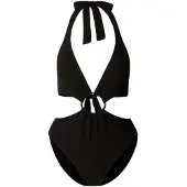 Pepe Jeans für Damen. PLB100006 Solide Ha schwarzer Badeanzug (M), Strandbekleidung, Polyester