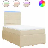 Syfax Boxspringbett mit Matratze Creme 120x190 cm Stoff