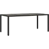 vidaXL Gartentisch mit Glasplatte Schwarz 190x90x75 cm Poly Rattan