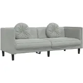 Syfax Sofa mit Kissen 3-Sitzer Hellgrau Samt
