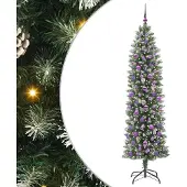 Syfax Künstlicher schlanker Weihnachtsbaum Grün und Weiß 210 cm