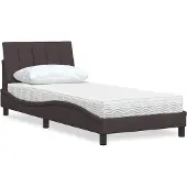 Syfax Bett mit Matratze "Hanko" Dunkelbraun 90x200 cm Stoff