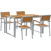 vidaXL Garten Essgruppe 5 Stk. Grau Massivholz Akazie
