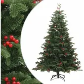 Syfax Künstlicher Weihnachtsbaum Klappbar mit Zapfen & Beeren 210 cm