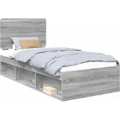Syfax Bettrahmen Sonoma-Grau 90 x 200 cm Massives Kiefernholz