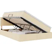 Syfax Aufbewahrungsbett mit Matratze Creme 140 x 190 cm Holzwerkstoff