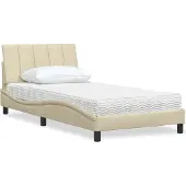 Syfax Bett mit Matratze "Hanko" Creme 100x200 cm Stoff