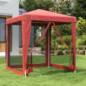Prolenta Maison Exclusive - Partyzelt mit 4 Mesh-Seitenwänden Rot 2x2 m HDPE