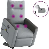 Syfax Elektrischer Massagesessel mit Aufstehhilfe Hellgrau Stoff
