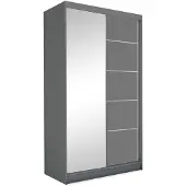 Beautysofa Schwebetürenschrank MARIKA 120 cm – Kleiderschrank mit Spiegel & Schiebetüren (Graphit)