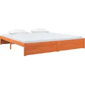 Syfax Bettrahmen Wachsbraun 200 x 200 cm Massivholz Kiefer