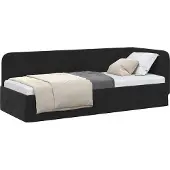 Syfax Eckbettgestell Schwarz 80 x 200 cm Samt