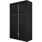 Beautysofa Schrank mit Schwebetüren VIVA 120cm - Kleiderschrank mit Schubkasteneinsätze & Kleiderstangen (Schwarz)