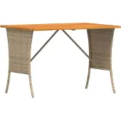 Syfax Gartentisch mit Akazienholzplatte Beige 105x75x72cm Poly Rattan