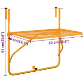 Syfax Balkontisch Gelb 60x40 cm Stahl