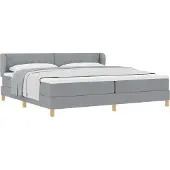 Syfax Boxspringbett mit Kopfteil Hellgrau 200 x 200 cm Stoff