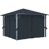 Syfax Pavillon mit Vorhängen 300×300 cm Anthrazit Aluminium