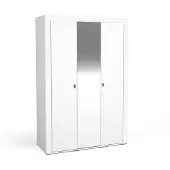 Beautysofa Drehtürenschrank MONTA Kleiderschrank mit 3 Türen und Spiegel, Weiß