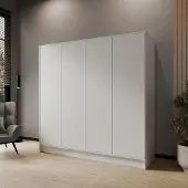 Beautysofa Drehtürenschrank GAVA 200 cm Moderner Kleiderschrank mit glatten Türen, Weiß