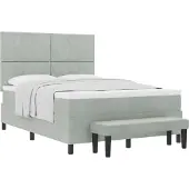 Syfax Boxspringbett mit Kopfteil Hellgrau 190 x 140 cm Samt