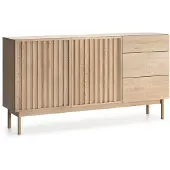 Beautysofa | Kommode SAPPORO in Cremona Optik, 3D-Lamellenfront, Push-to-Open-System, Kommode mit 3 Schubladen und 2 Türen | Modern & Funktional