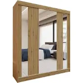 Beautysofa GAJA Schwebetürenschrank 180 cm Kleiderschrank mit Spiegel 3-türig, Schlafzimmer Schrank, Artisan/Artisan mit einem Schubkasteneinsätze