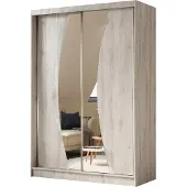 Beautysofa Schwebetürenschrank VOX 150 cm – Kleiderschrank mit Spiegel & Schiebetüren (Eiche Sonoma)