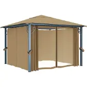 Syfax Pavillon mit Vorhang 300x300 cm Taupe Aluminium