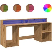 vidaXL LED-Schreibtisch Artisan-Eiche 200x55x91 Holzwerkstoff