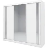 Beautysofa GAJA Kleiderschrank 240 cm mit Spiegel – Schwebetürenschrank 3-türig, Schlafzimmer Schrank, Weiß/Weiß ohne Schubkasteneinsätze