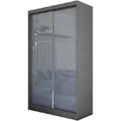 Beautysofa Schrank mit Schwebetüren VIVA 120cm - Kleiderschrank mit Schubkasteneinsätze & Kleiderstangen (Graphit)